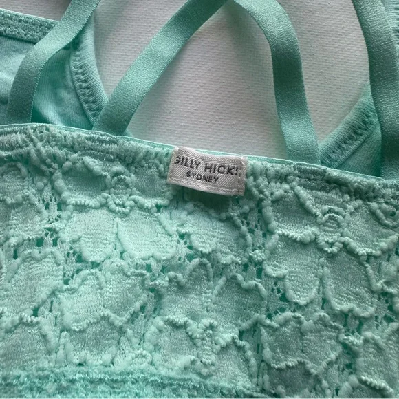NWOT Gilly Hicks Low Front Strappy Lattice Crossback Lace Bralette in Mint Green - Picture 3 of 7